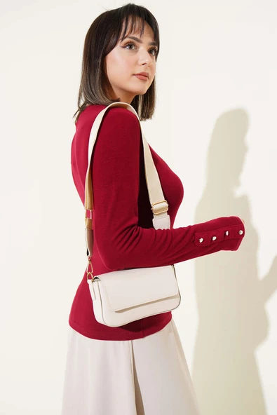 Bileği Metal Düğmeli Body Bordo - Resim 3