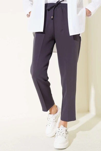 Beli Lastikli Dar Paça Pantolon Antrasit - Resim 2