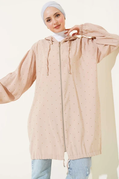 Taş Süslemeli Fermuarlı Hırka Bisküvi ürün görseli