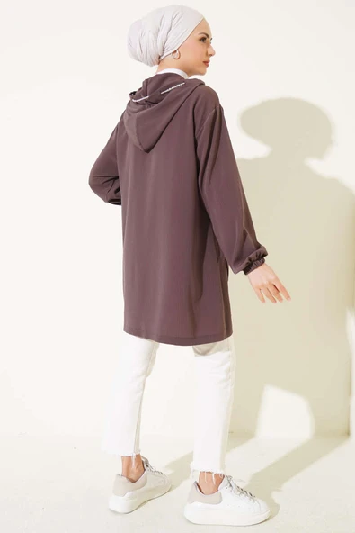 Kirınkıl Kapüşonlu Kap Kahve - Resim 3