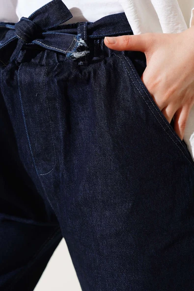 Kuşaklı Bel Lastikli Kot Pantolon Parlement - Resim 4