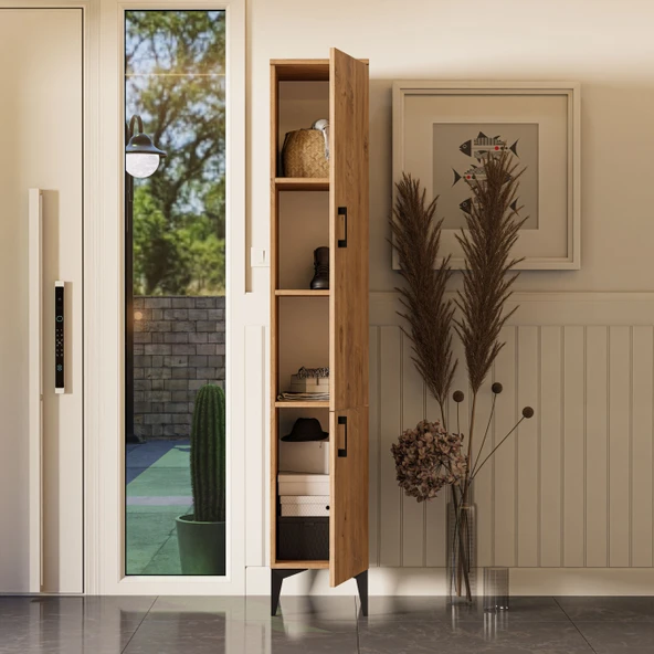 5102 Inca Sağ Kapaklı Raflı Portmanto Atlantik Çam - 6