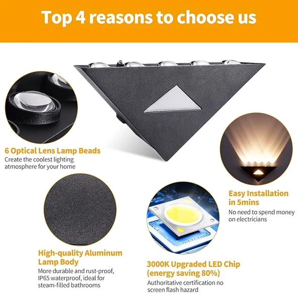 Ip duvar apliği dekoratif açık dış alan mekan lamba aydınlatma ışık Su geçirmez Bahçe Led Modern Soğuk Beyaz A-IPD-5167 - 3