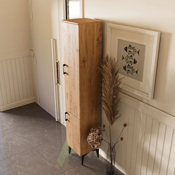 5102 Inca Sağ Kapaklı Raflı Portmanto Atlantik Çam - 5