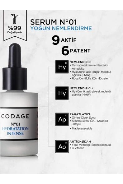 CODAGE YOĞUN NEMLENDİRME –N°01 - YÜZ SERUMU 30 ML, - 2