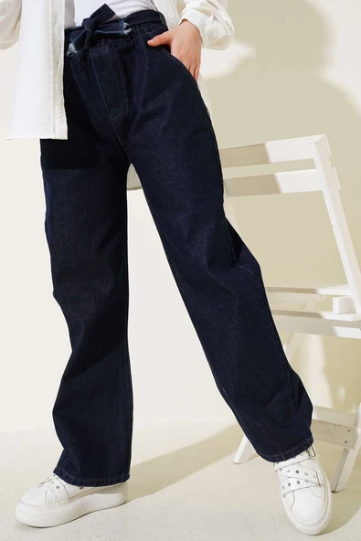 Kuşaklı Bel Lastikli Kot Pantolon Parlement ürün görseli 1