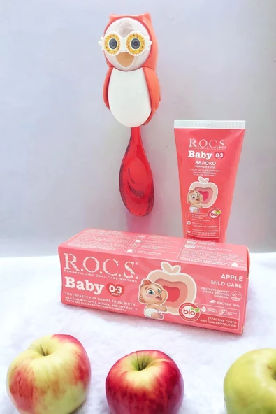 R.O.C.S. Rocs Baby Owl Bakım Seti - Bebek Diş Macunu + Diş Fırçası + Flipper Baykuş Saklama Kabı - 5