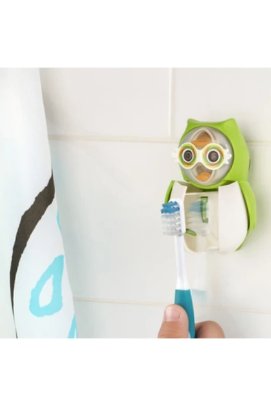 FLİPPER Antibakteriyel Kapak Bir Dakika Zamanlayıcılı (baykuş) Diş Fırçası Kabı - 4