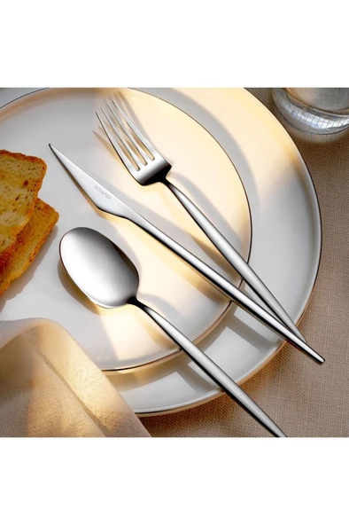 Schafer Hamburg 72 Parça Çatal Kaşık Bıçak Takımı-Gümüş - 4