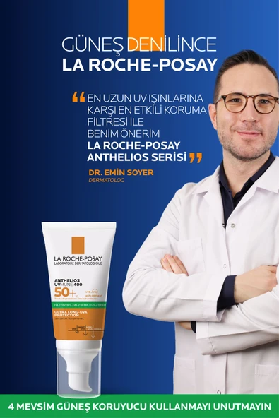 LA ROCHE POSAY Anthelios Oil Control Gel Cream Spf50+ Yağlı ve Karma Ciltler İçin Yüz Güneş Kremi 50ml - 3