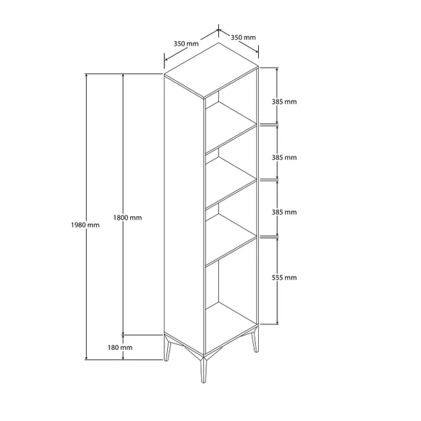 5102 Inca Sağ Kapaklı Raflı Portmanto Atlantik Çam - 2