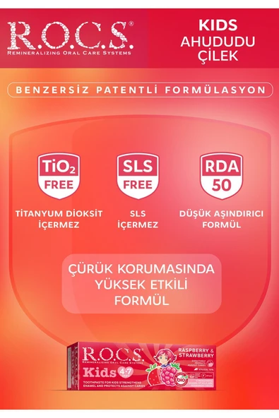R.O.C.S. Rocs Kids Yaz Esintisi Ahududu& Çilek Diş Macunu 45g 4-7 Yaş 4607034470517 - 4