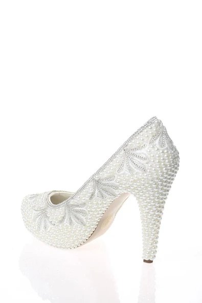 Kadın Sedef İnci Taş İşlemeli Abiye Ayakkabı Kadın Topuklu Şık Gece Ayakkabısı Zarif Tasarım - Resim 4