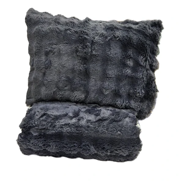 COMFORT YORGAN SETİ ÇİFT KİŞİLİK PUFF LORİA ANTRASİT - Resim 2