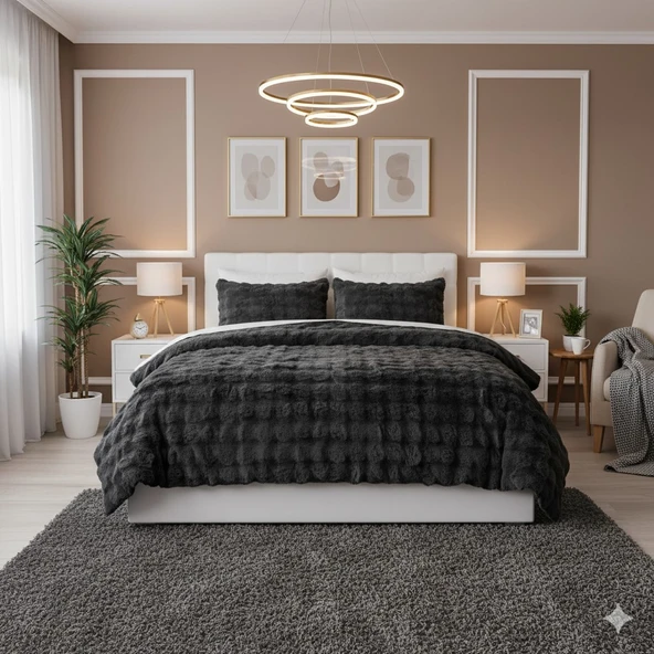 COMFORT YORGAN SETİ ÇİFT KİŞİLİK PUFF LORİA ANTRASİT ürün görseli