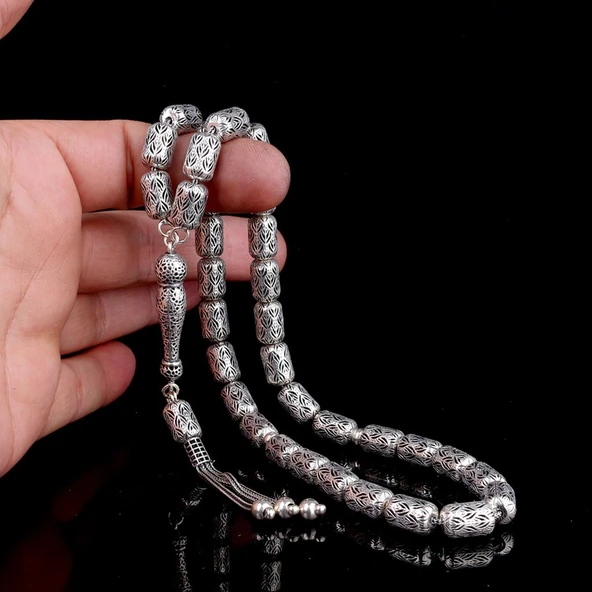 925 Ayar Gümüş Kapsül Kesim Fizyon Tesbih Model 11 - Resim 3