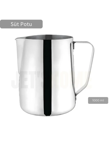 Süt Potu Paslanmaz Süt Köpürtme Sürahisi Çelik Pitcher 1000 ml - 2