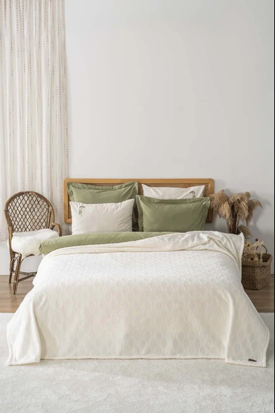 Rivaİstanbul Allen Jakarlı Raşel Geometrik Çift Kişilik Punch Yatak Örtüsü - Resim 2