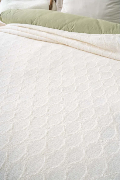 Rivaİstanbul Allen Jakarlı Raşel Geometrik Çift Kişilik Punch Yatak Örtüsü - Resim 4