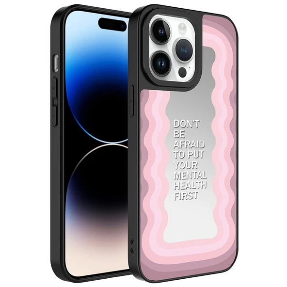 iPhone 14 Pro Kılıf Aynalı Desenli Kamera Korumalı Parlak Mirror Kapak