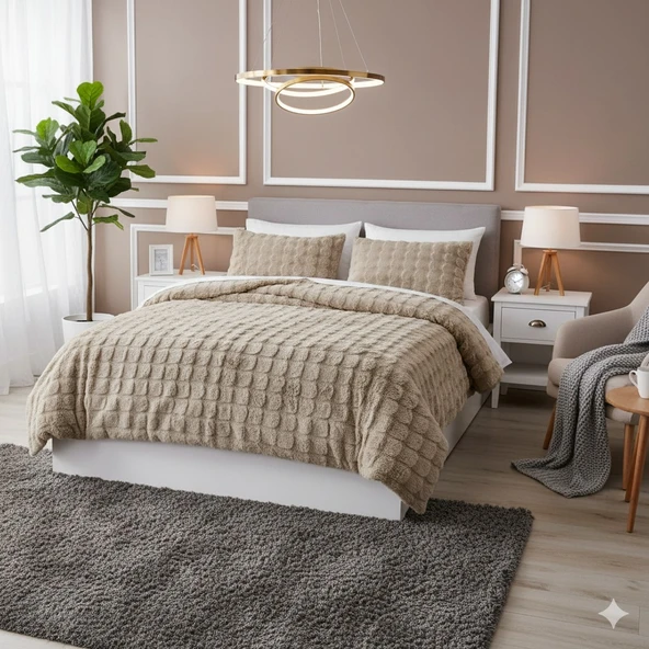 COMFORT YORGAN SETİ ÇİFT KİŞİLİK PUFF LORİA CAPPUCİNO ürün görseli