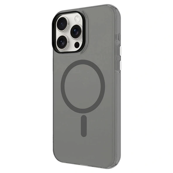 iPhone 15 Pro Max Kılıf M-safe Şarj Özellikli Buzlu Transparan C-Pro Sert Kapak - Resim 5