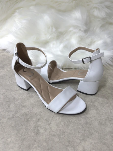 Günlük Kadın Ayakkabı Bilekten Bağlamalı Tek Bantlı Sandalet Kalın Topuklu Abiye Önü Açık 149 - 2