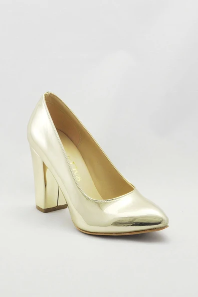 Kadın Moda Şık Gold Klasik Topuklu Ayakkabı Topuklu Düğün Nişan Gece Abiye Ayakkabısı