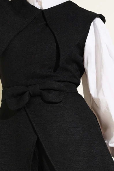 Fiyonk Detaylı Denizci Yaka İkili Takım Siyah - Resim 4