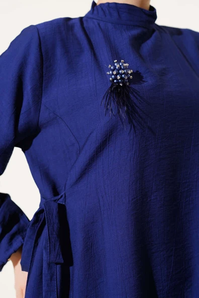 Yanları Bağlamalı Tunik İkili Takım Lacivert - Resim 4