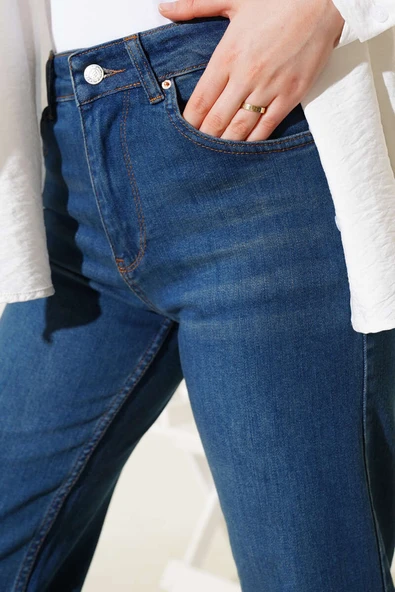 Dar Paça Mom Jeans Pantolon Kahve Tint - 4
