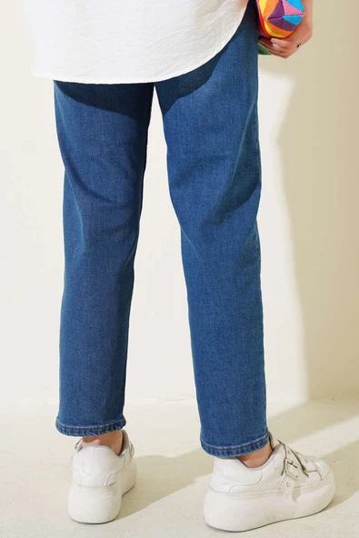 Dar Paça Mom Jeans Pantolon Mavi - 3