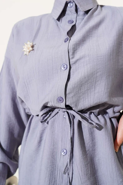 Beli Tünelli Etekli İkili Takım Gri - Resim 4