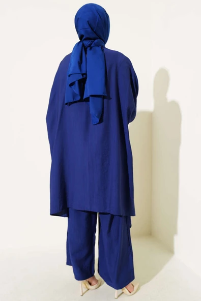 Yarasa Kol Asimetrik Kesim İkili Takım Lacivert - Resim 3