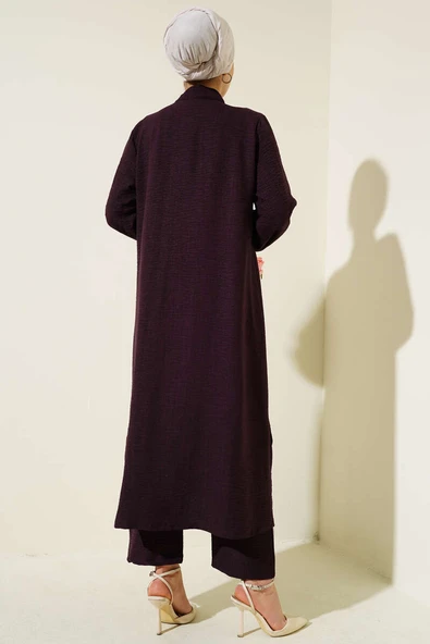 Taş Süslemeli Uzun Tunikli İkili Takım Mor - Resim 3