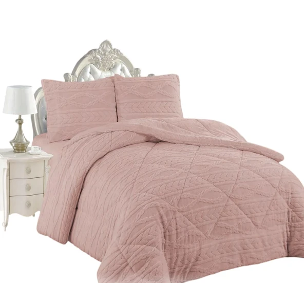 COMFORT YORGAN SETİ ÇİFT KİŞİLİK IVY PEMBE - Resim 5
