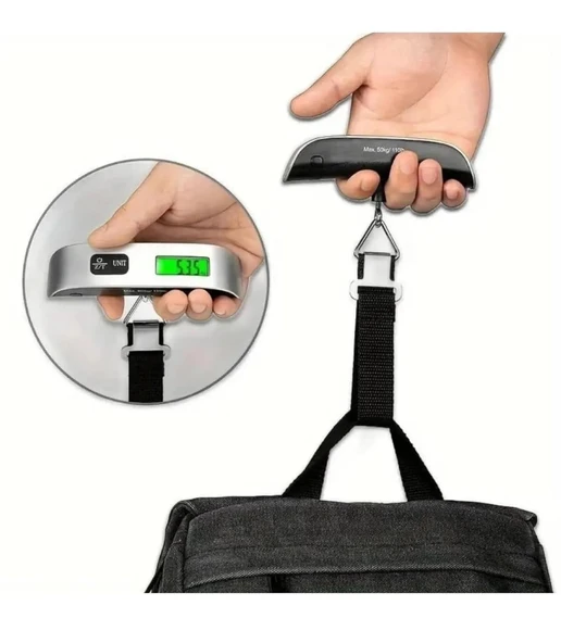 Dijital Valiz Bagaj Tartısı 50Kg LCD Ekranlı Sıcaklık Ölçerli Seyahat Kantarı - 7