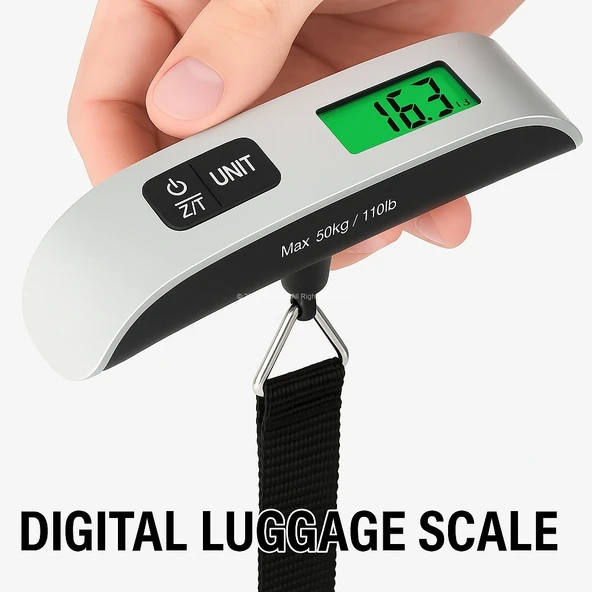 Dijital Valiz Bagaj Tartısı 50Kg LCD Ekranlı Sıcaklık Ölçerli Seyahat Kantarı
