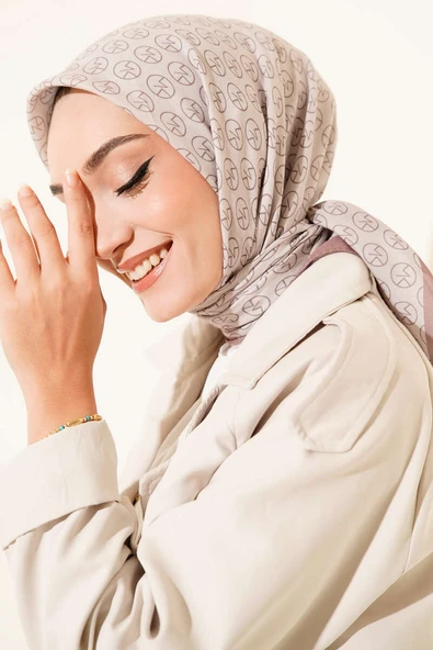 MK Desen Soft Eşarp Sütlü Kahve - Resim 2