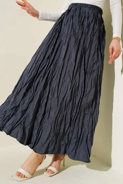 Kırışık Pileli Etek Füme