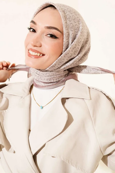 MK Desen Soft Eşarp Sütlü Kahve ürün görseli 1