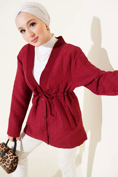 Bel Tünelli Kapitone Ceket Bordo ürün görseli 1