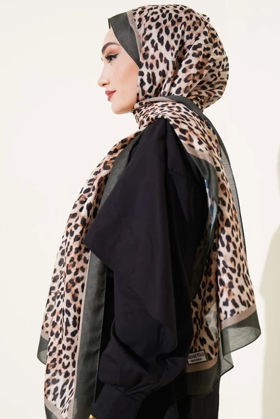 Leopar Desen Şeritli Şal Haki - 3