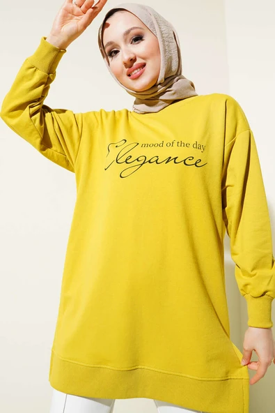 Elegance Baskılı İki İplik Tunik Yağ Yeşili - Resim 2