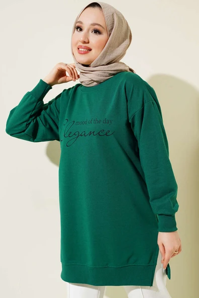 Elegance Baskılı İki İplik Tunik Yeşil ürün görseli 1