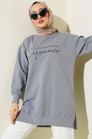 Elegance Baskılı İki İplik Tunik Kayrak Grisi - 2