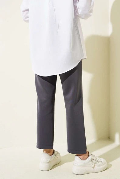 Çımalı Dar Paça Scuba Pantolon Füme - Resim 3