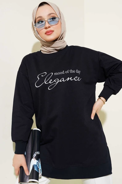 Elegance Baskılı İki İplik Tunik Lacivert
