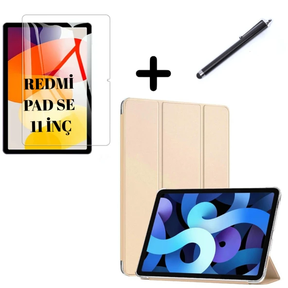 Xiaomi Redmi Pad SE 11inç Kılıf SET PU Deri Smart Tablet Kilifi Ekran Koruyucu + Kalem - 2