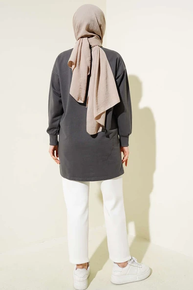 Elegance Baskılı İki İplik Tunik Füme - 3